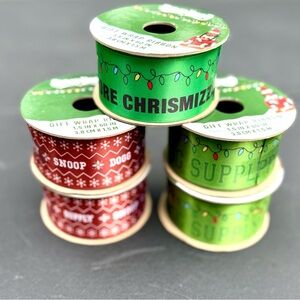 Snoop Dogg Christmas Ribbon Set Lot of FIVE new rolls! Three Designs!